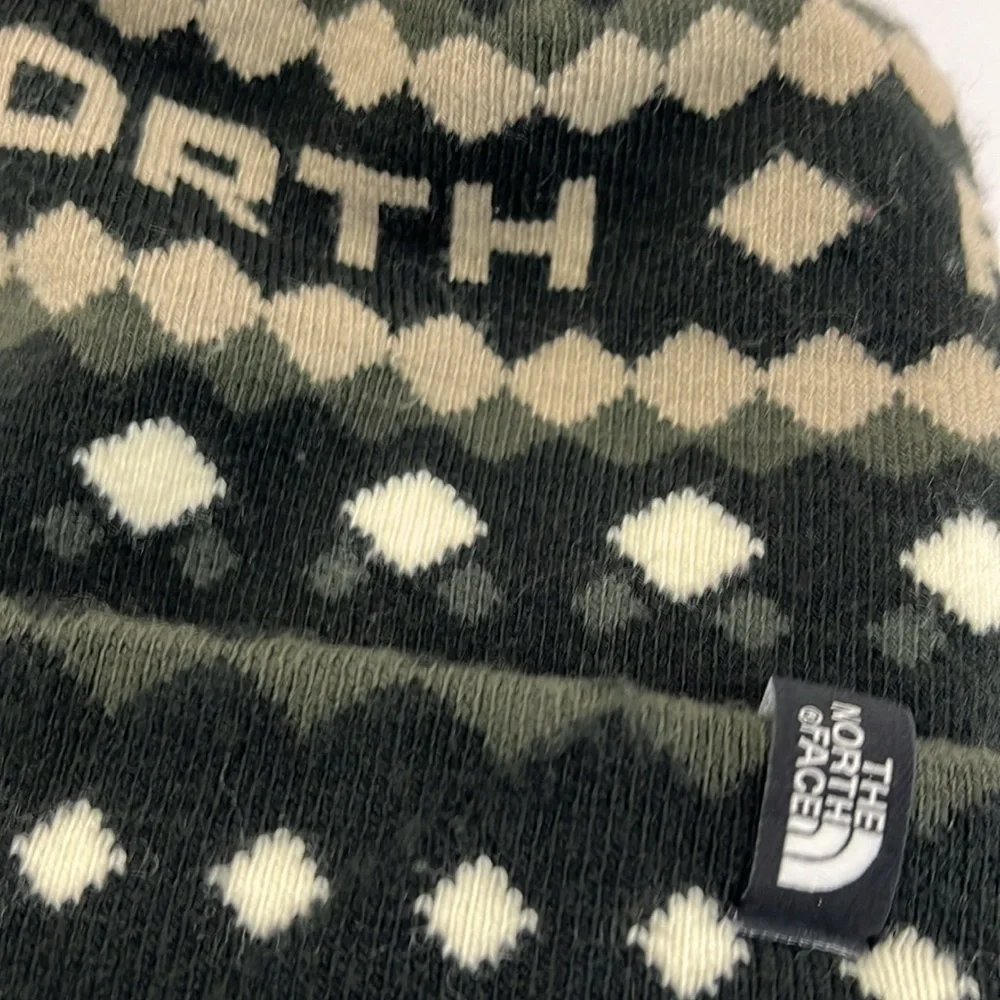 The North Face Winter Knit Beanie Hat Ski Tuke V Black, Cream, Olive Argyle